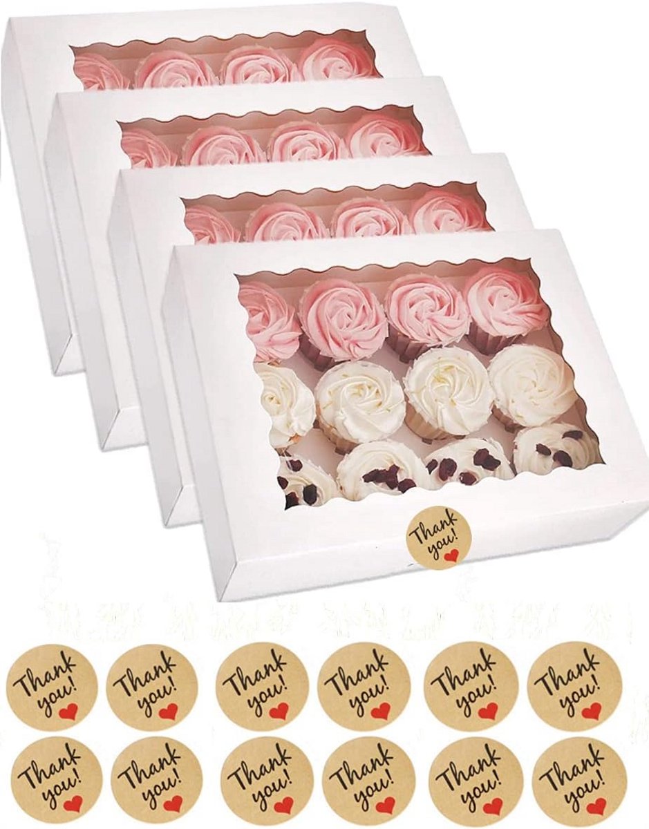 Cupcake Dozen met Kijkvenster - Verpakking van 10 of 20 - Voor Cupcakes en Muffins
