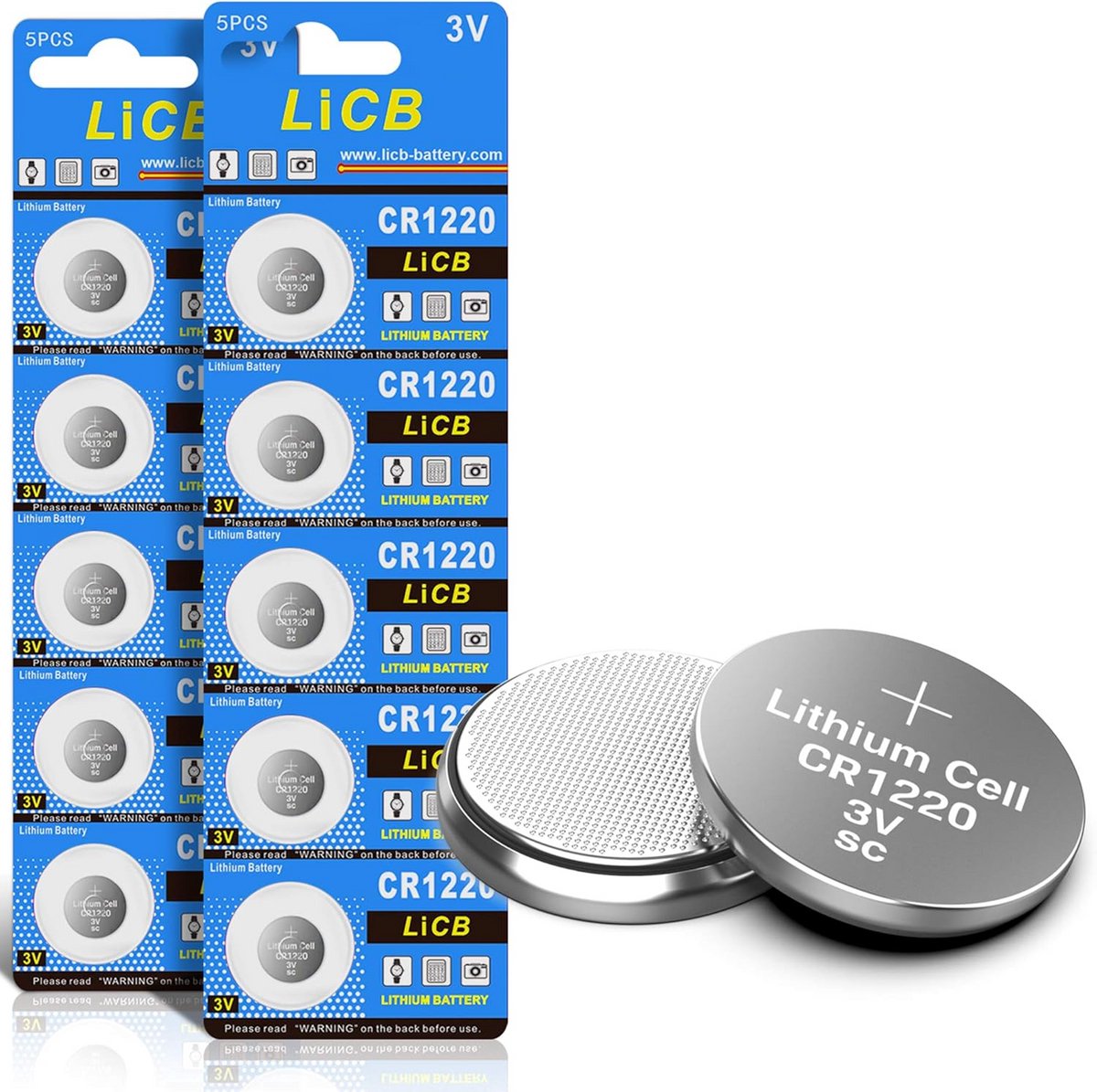 10 stuks CR1220 3V lithium knoopcellen batterij - lange levensduur en hoge energie
