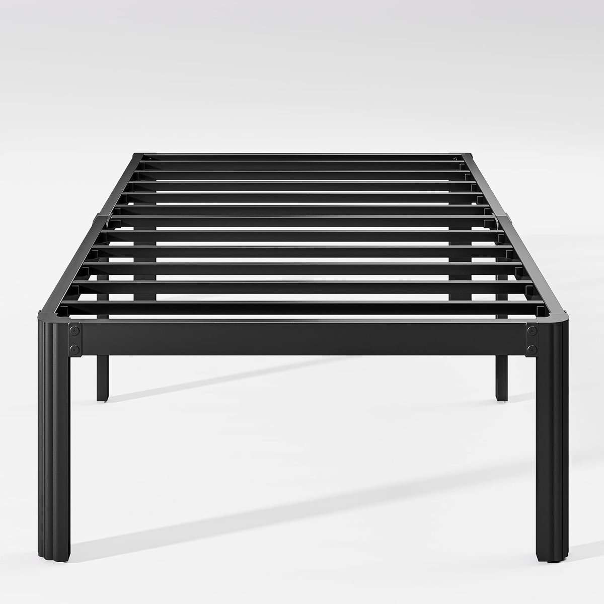 Heavy Duty Twin Bed Frame met Ronde Hoeken - Zwart - Geluidsvrij Platform Bed met Eenvoudige Montage