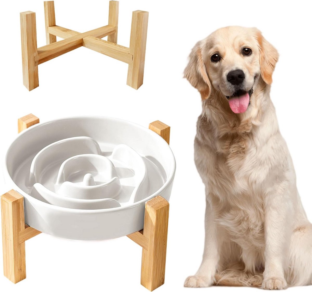 Keramische Anti-Schrokbak voor Honden - Verhoogde Slow Feeder voor Middelgrote en Grote Honden