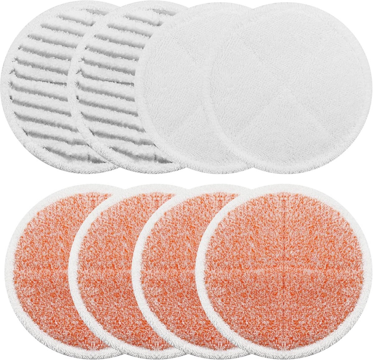 Vervangingsset voor Stoommop - 8 Stuks: 4 Zware Scrubpads, 2 Zachte Pads, 2 Scrubby Pads