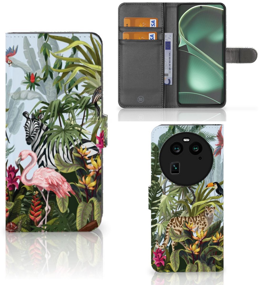 Telefoonhoesje met Pasjes voor OPPO Find X6 Jungle