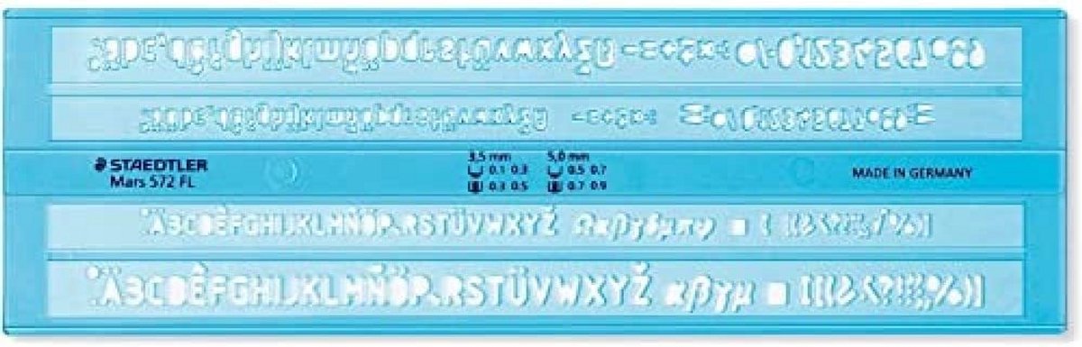 Tekstsjabloon voor Tekenen en Schrijven - Hoogte 3,5 mm en 5 mm, Blauw-Transparant