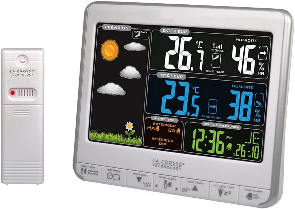 Weerstation met geanimeerd kleurenscherm - zilver en wit