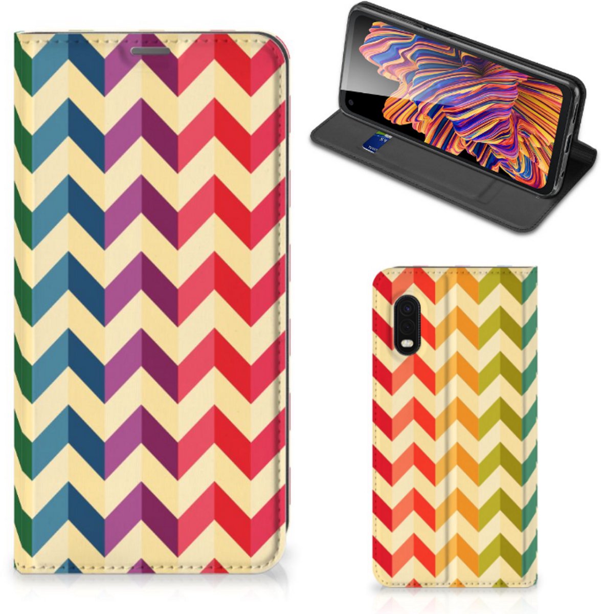 Samsung Xcover Pro Hoesje met Magneet Zigzag Multi Color