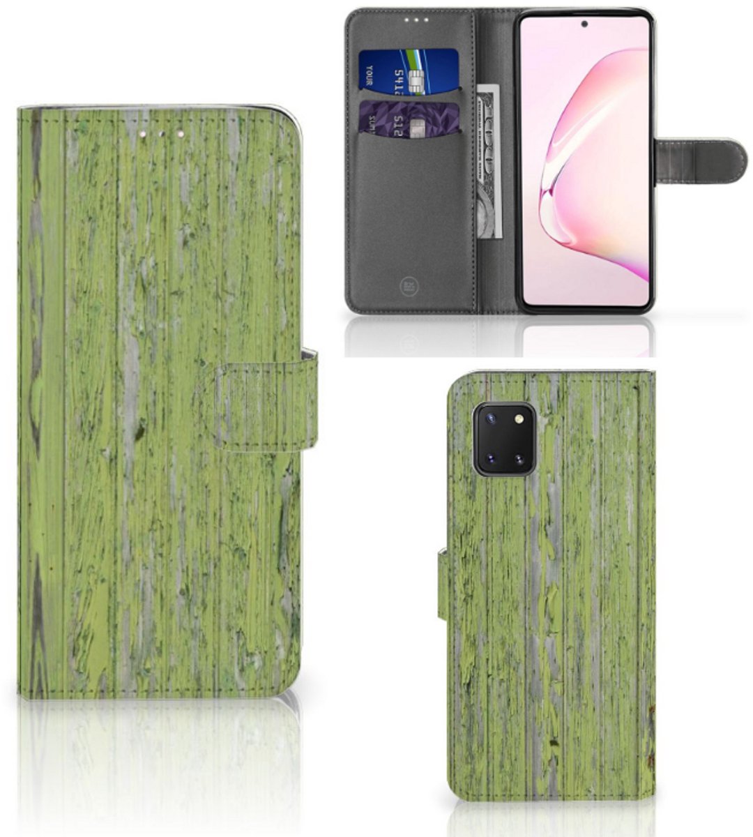 Samsung Note 10 Lite Book Style Case Green Wood