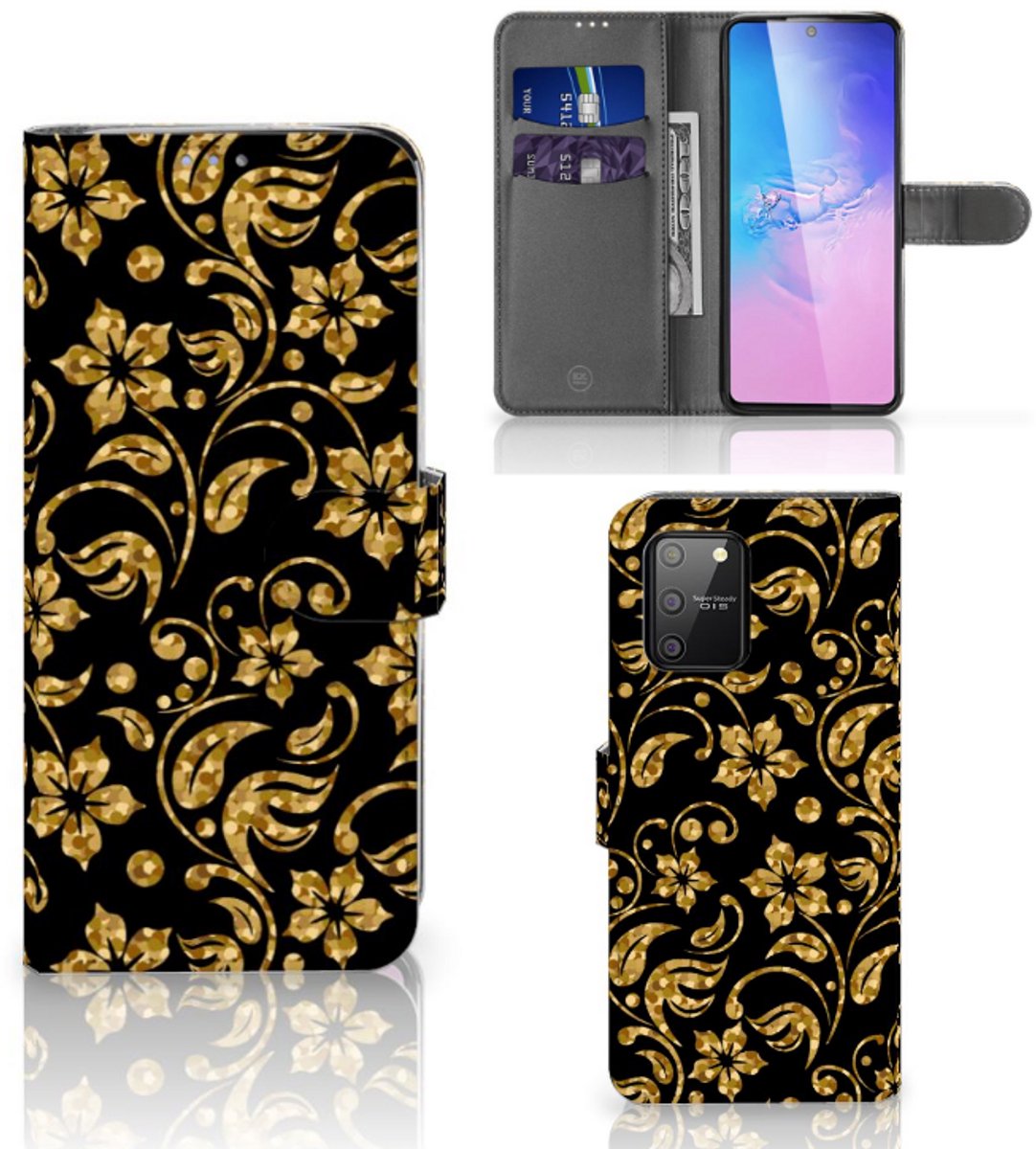 Samsung S10 Lite Hoesje Gouden Bloemen