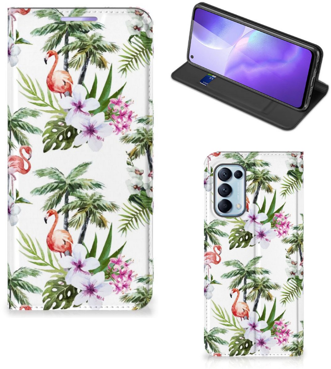OPPO Find X3 Lite Hoesje maken Flamingo Palms