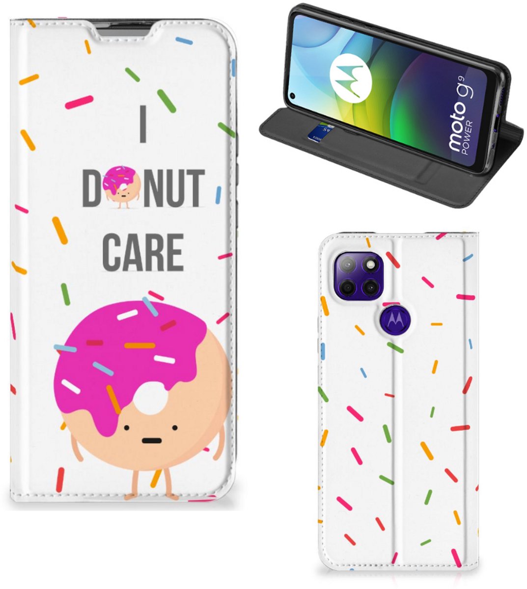Motorola Moto G9 Power Flip Style Cover Donut Roze