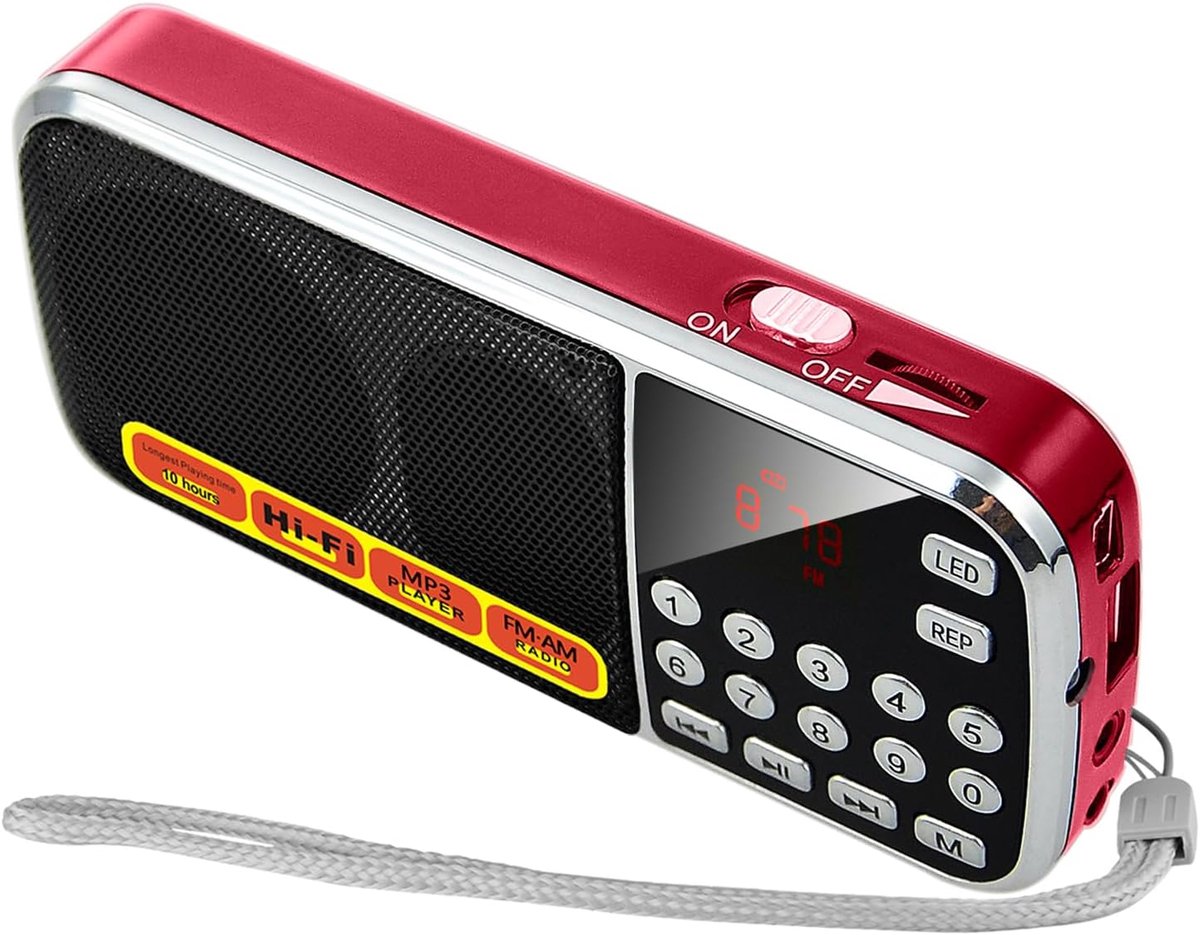 Draagbare Multifunctionele Radio met AM-FM, TF-kaart, USB en MP3-functies – Noodradio met Oplaadbare 1200 mAh Batterij en Zaklamp