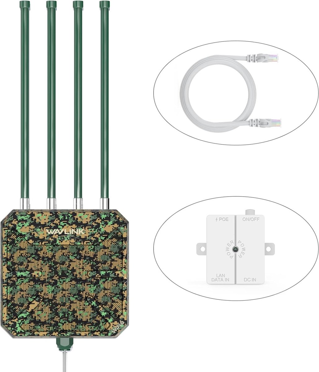 Buitenshuis WiFi 6 Extender - Langere Bereik, Ondersteunt Tot 128 Apparaten, Weerbestendig, Eenvoudige Installatie