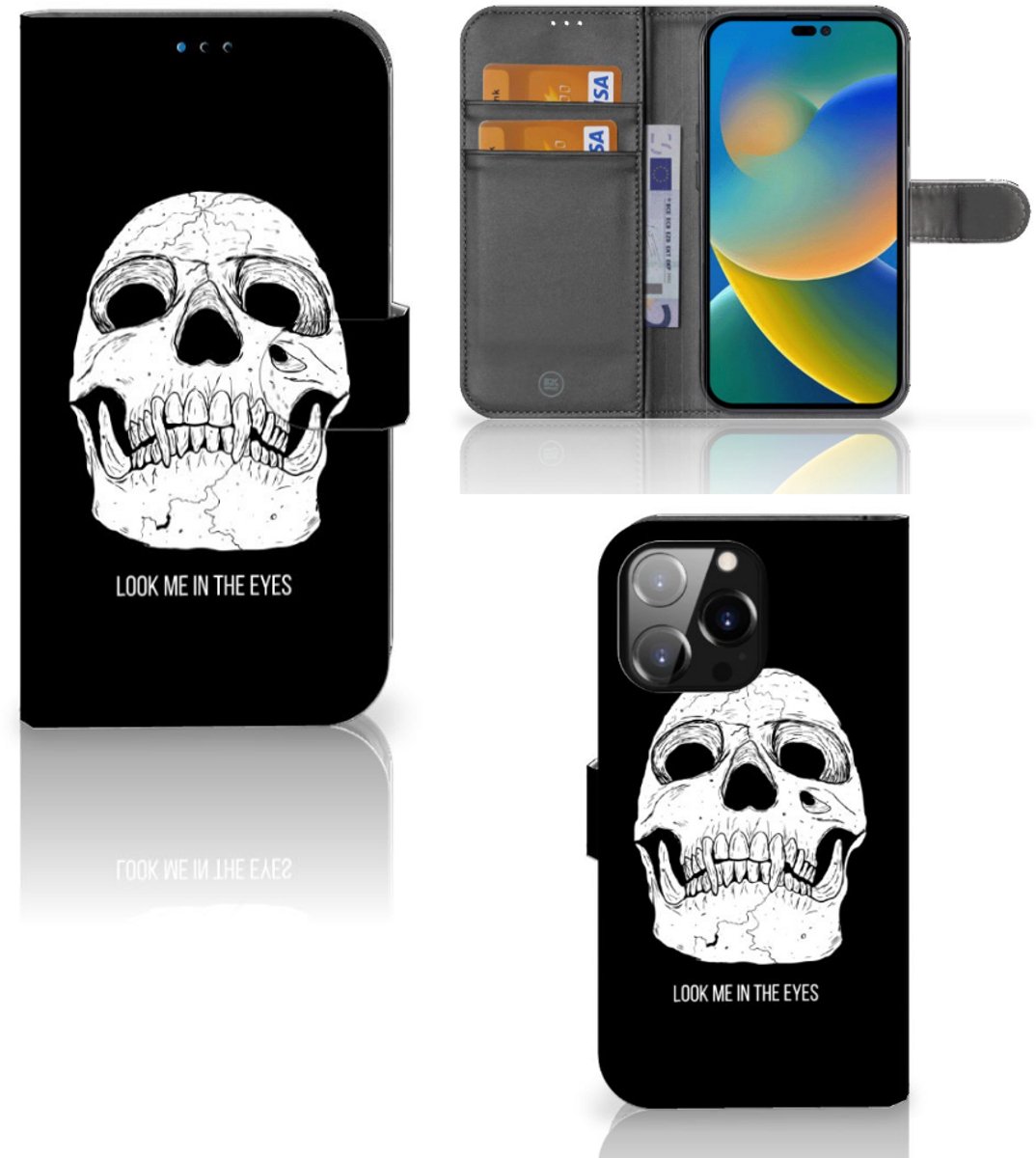 Telefoonhoesje met Naam iPhone 14 Pro Max Skull Eyes