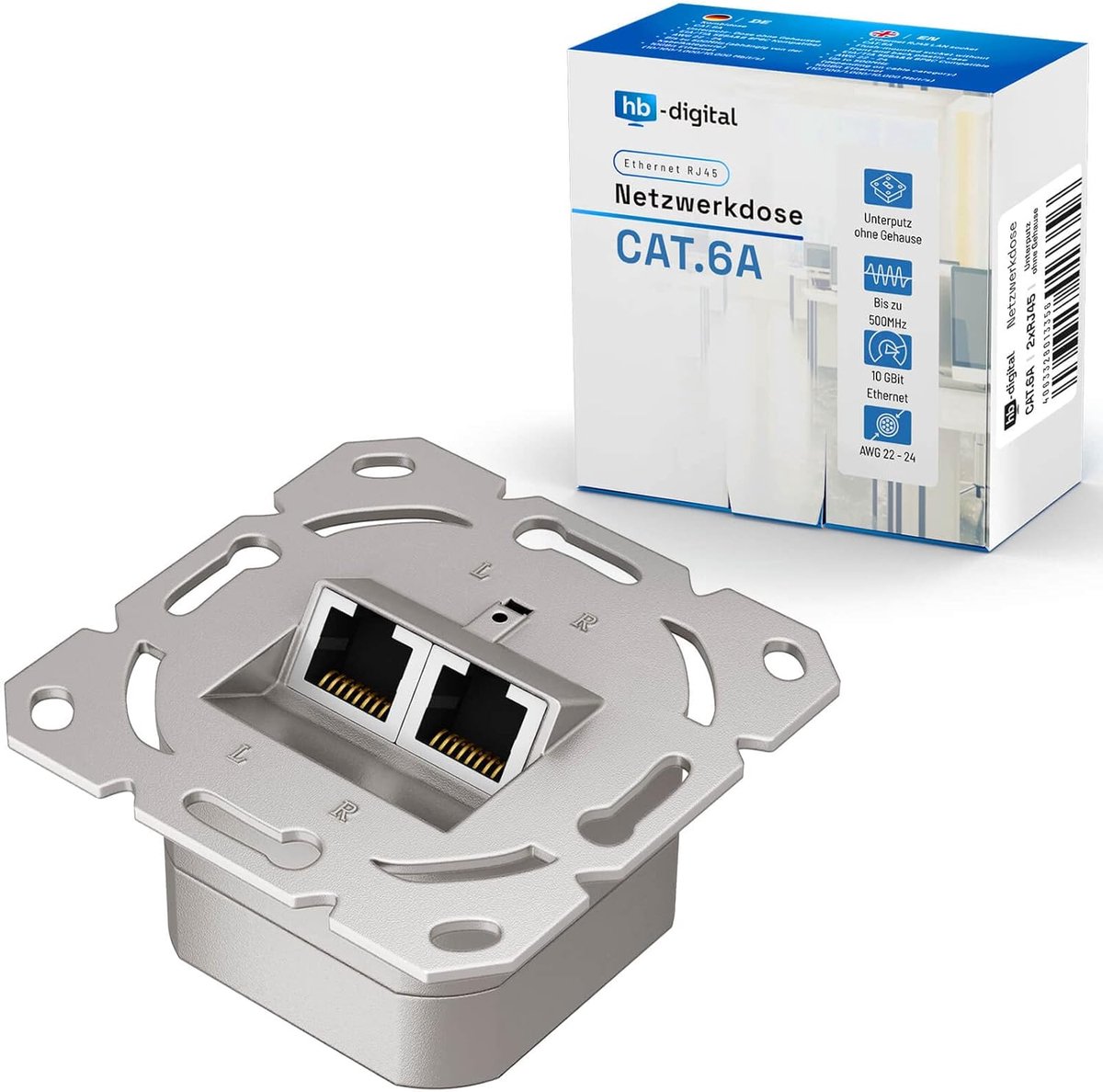Netwerkdoos CAT6a met 2x RJ45 Poorten - Geheel Afgeschermd voor Betrouwbare Datatransmissie
