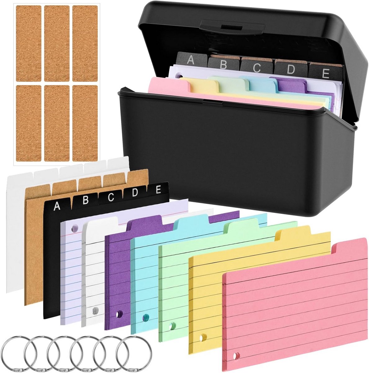 Flashcards Box voor Indexkaarten met 230 Kleuren - Perfect voor Kantoor en School