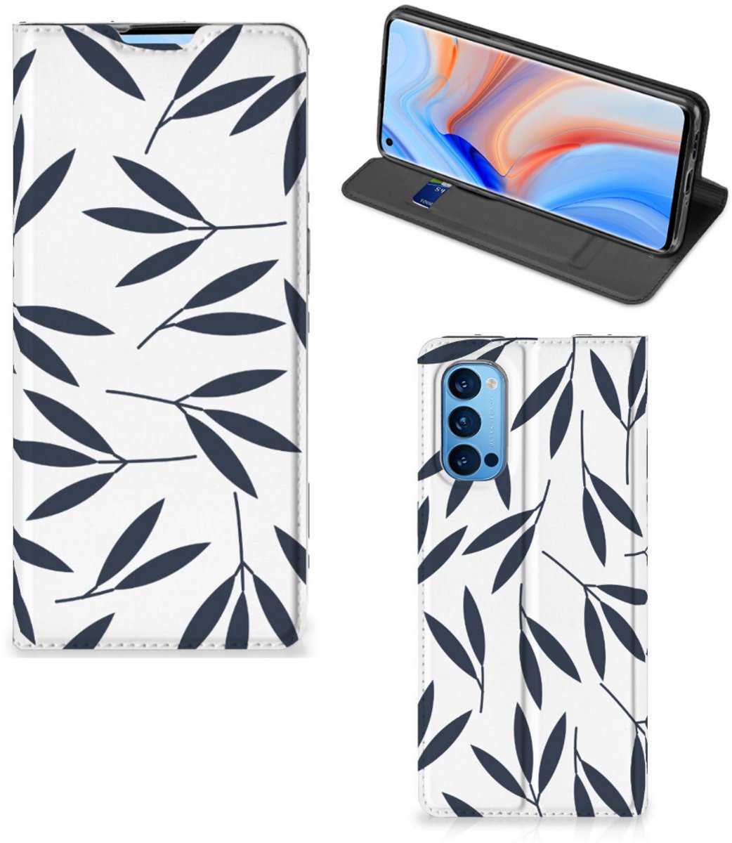 OPPO Reno4 Pro 5G Smart Cover Leaves Blue