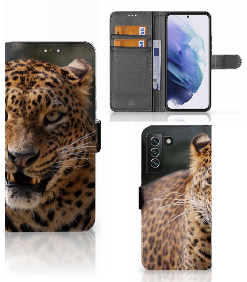 Book Case voor Samsung Galaxy S22 Plus Telefoonhoesje met Pasjes Luipaard