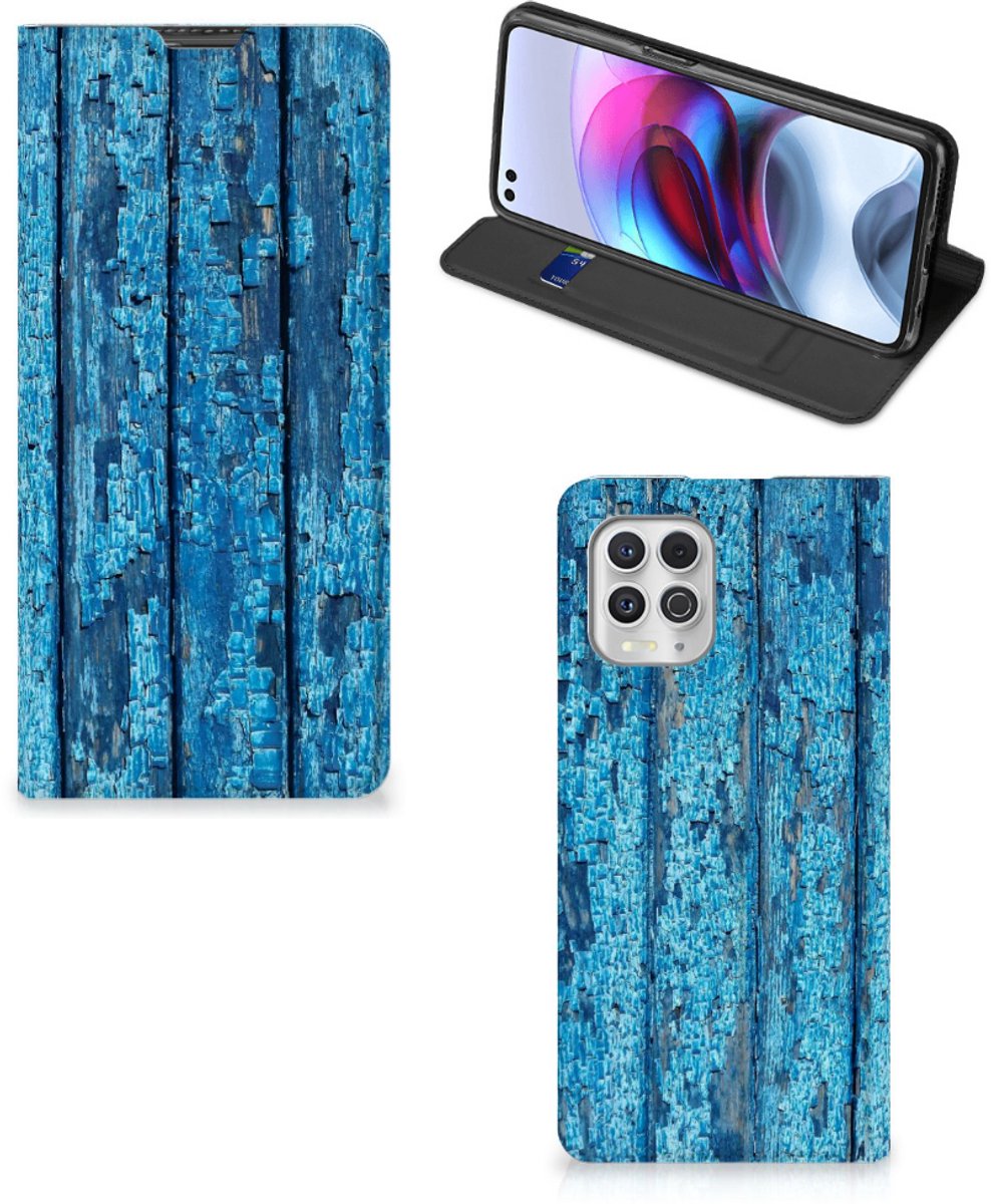 Motorola Moto G100 Book Wallet Case Wood Blue