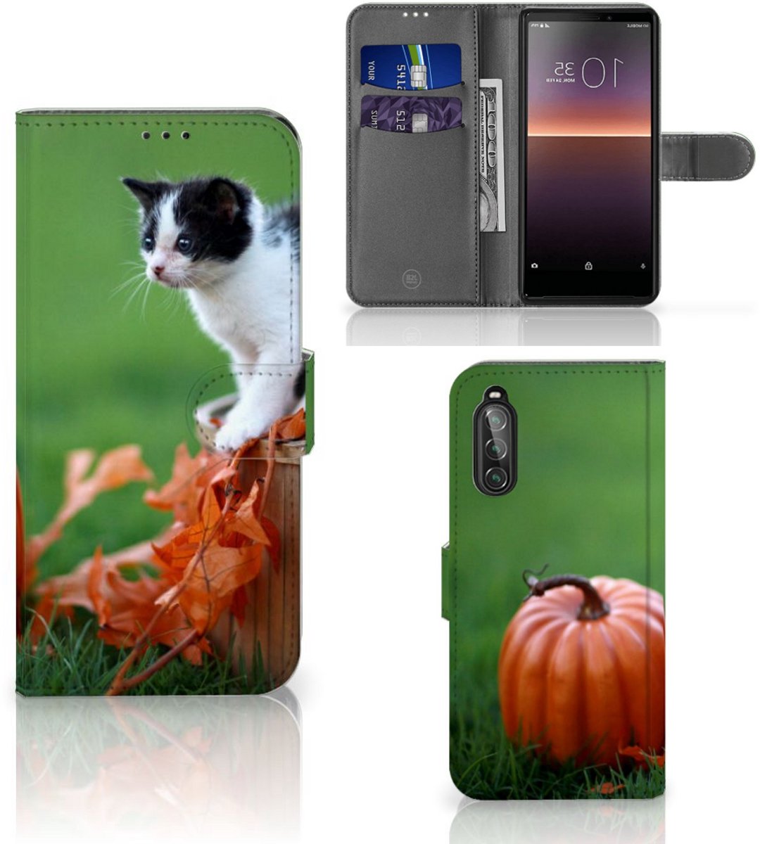 Sony Xperia 10 II Telefoonhoesje met Pasjes Kitten