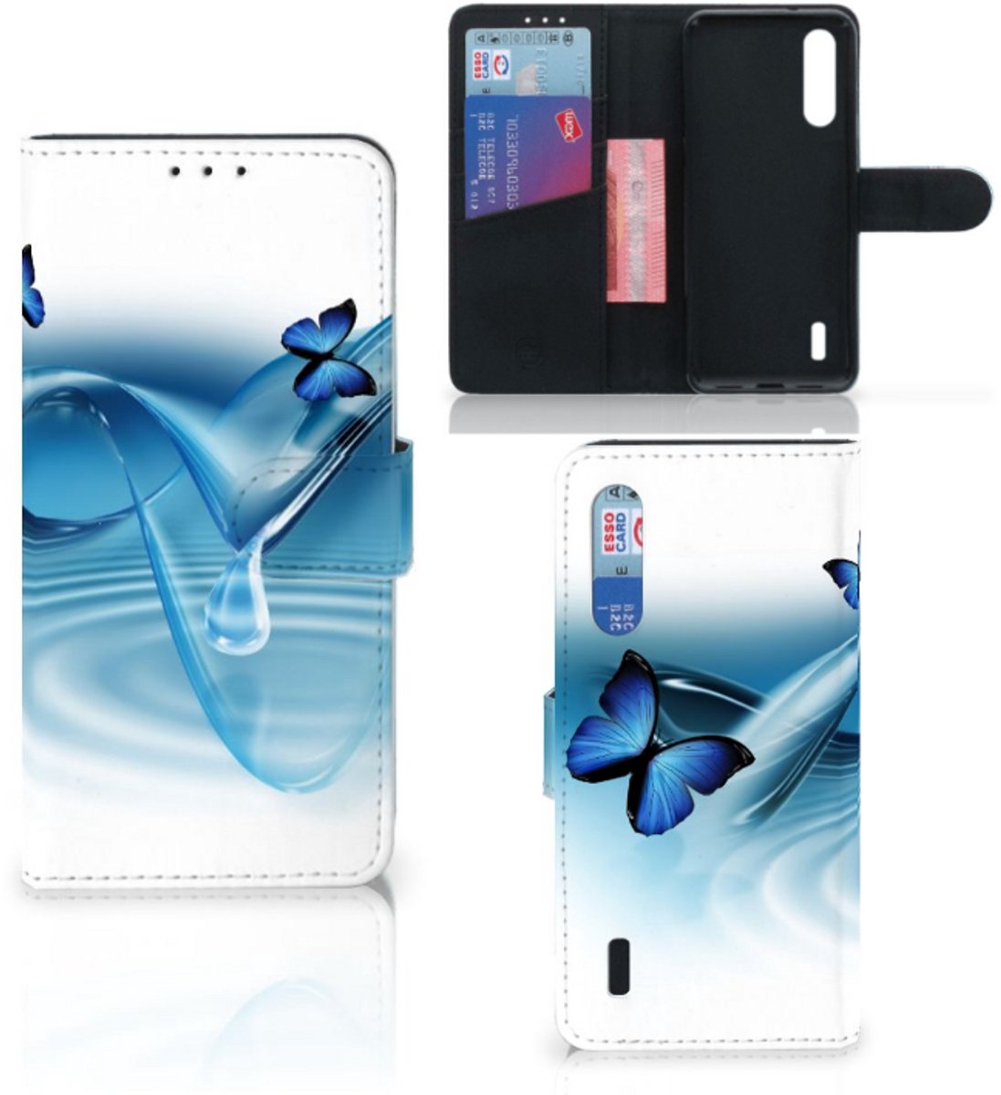 Book Case voor Xiaomi Mi 9 Lite Telefoonhoesje met Pasjes Vlinders