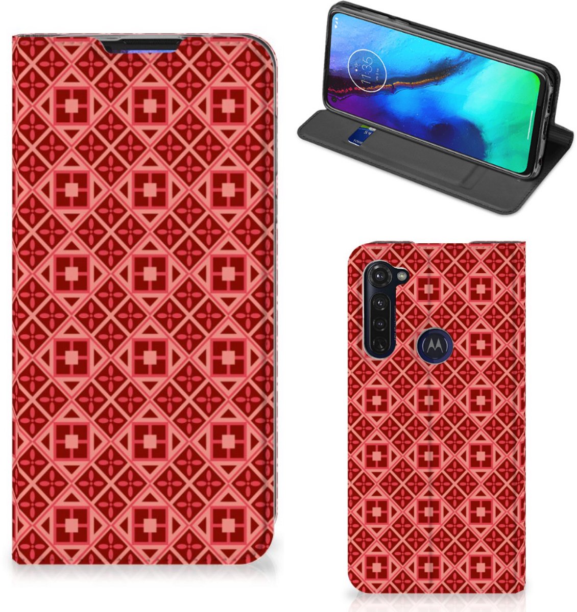 Motorola Moto G Pro Hoesje met Magneet Batik Rood