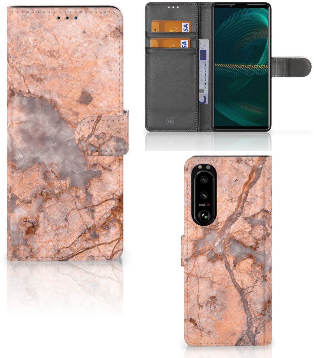 Sony Xperia 5III Bookcase Marmer Oranje