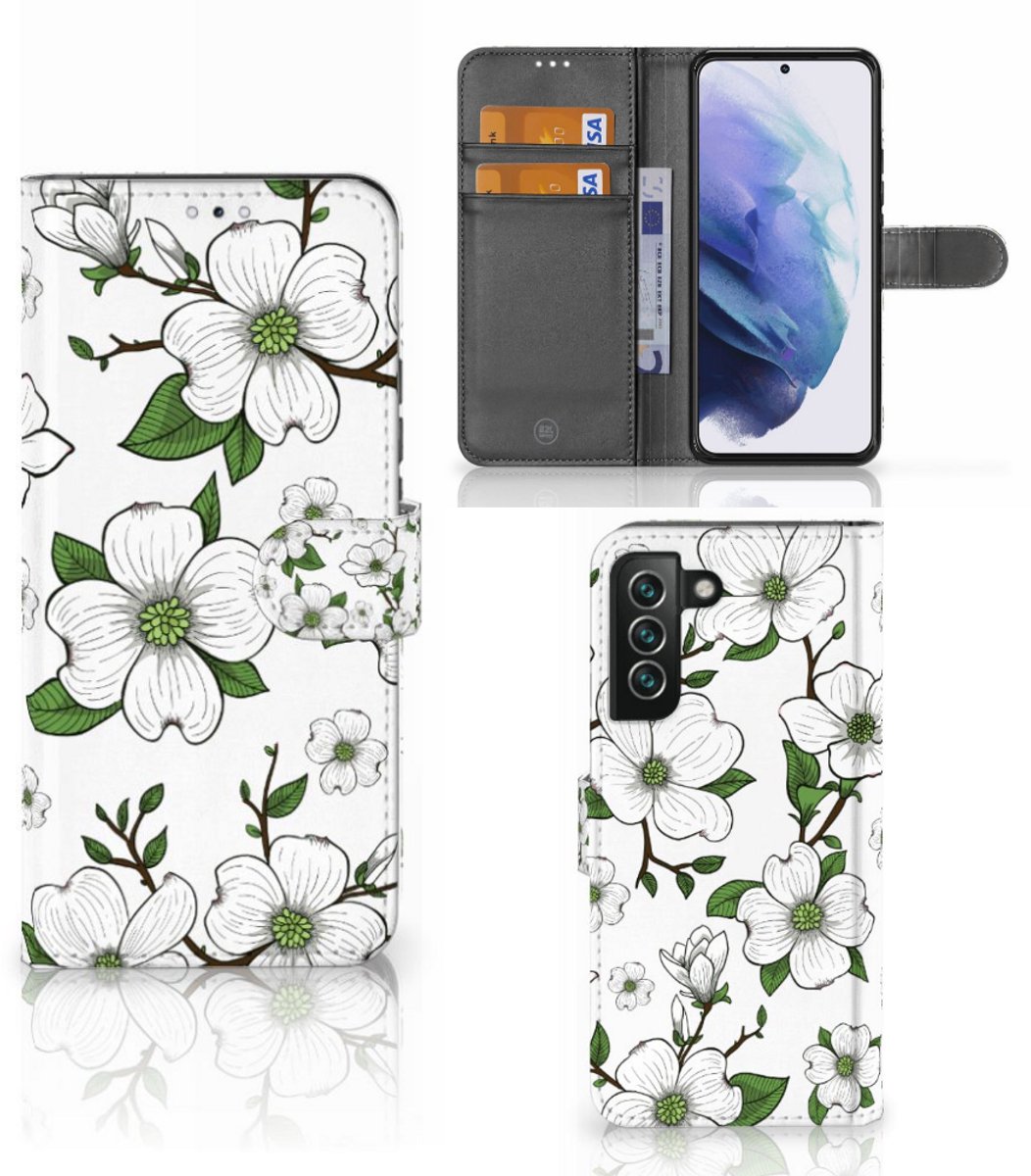 Book Case voor Samsung Galaxy S22 Plus Hoesje Dogwood Flowers