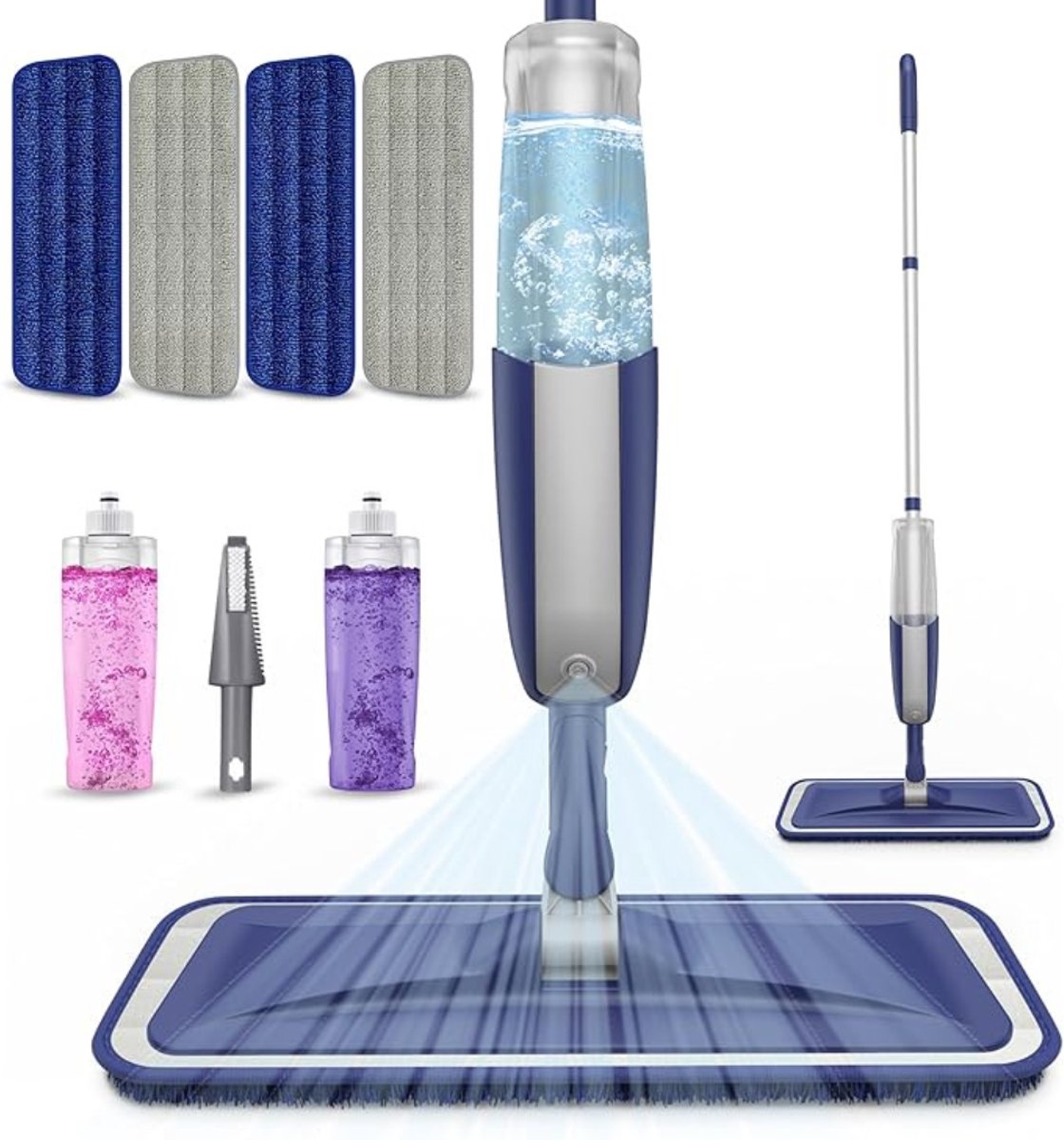 DYNA® Dweil met spray - Dweil - Mop - Grijs en Blauw - 39cm x 13cm x 120cm