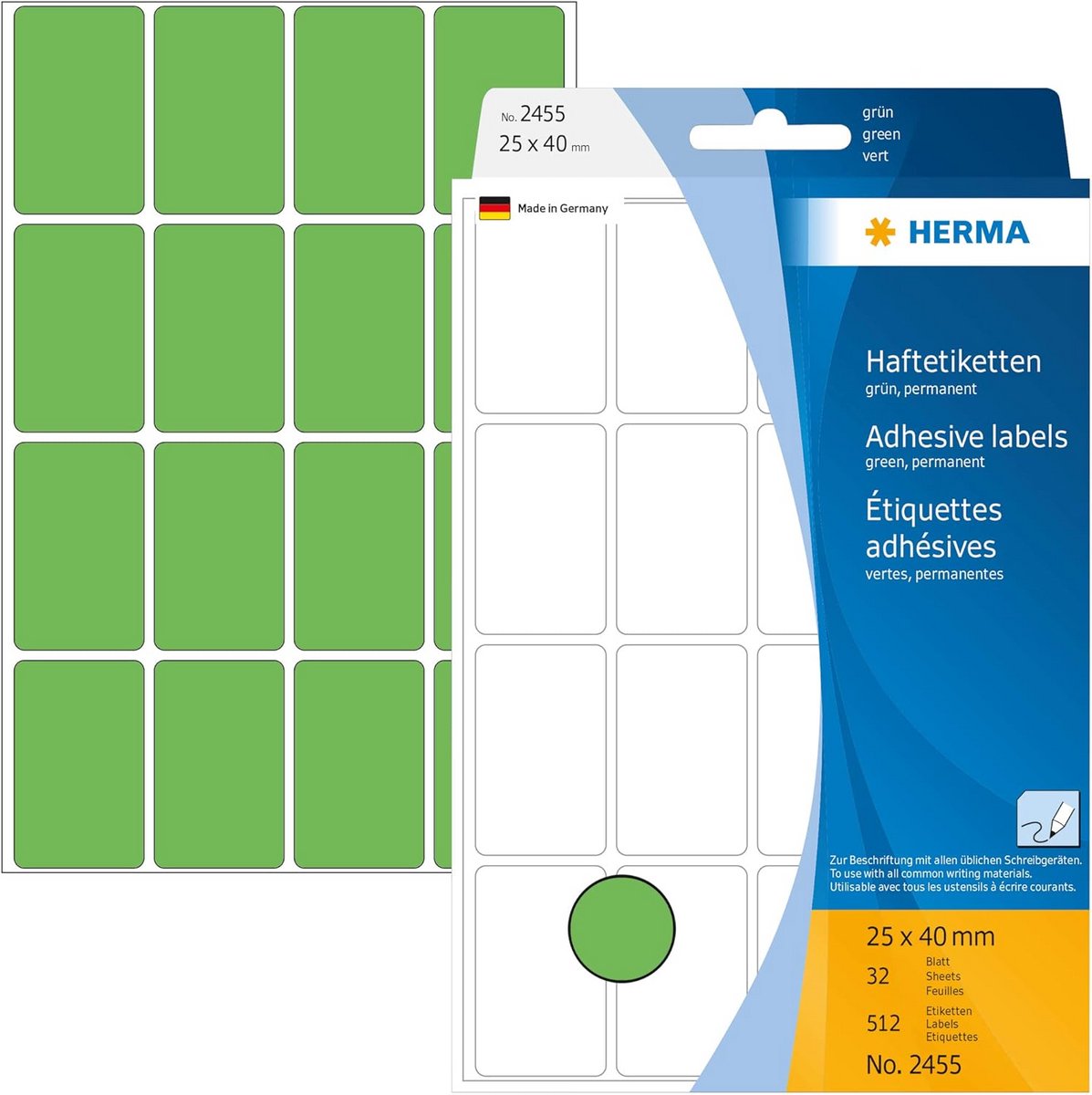 Multifunctionele Zelfklevende Etiketten 25 x 40 mm - 32 Vellen met 512 Stickers