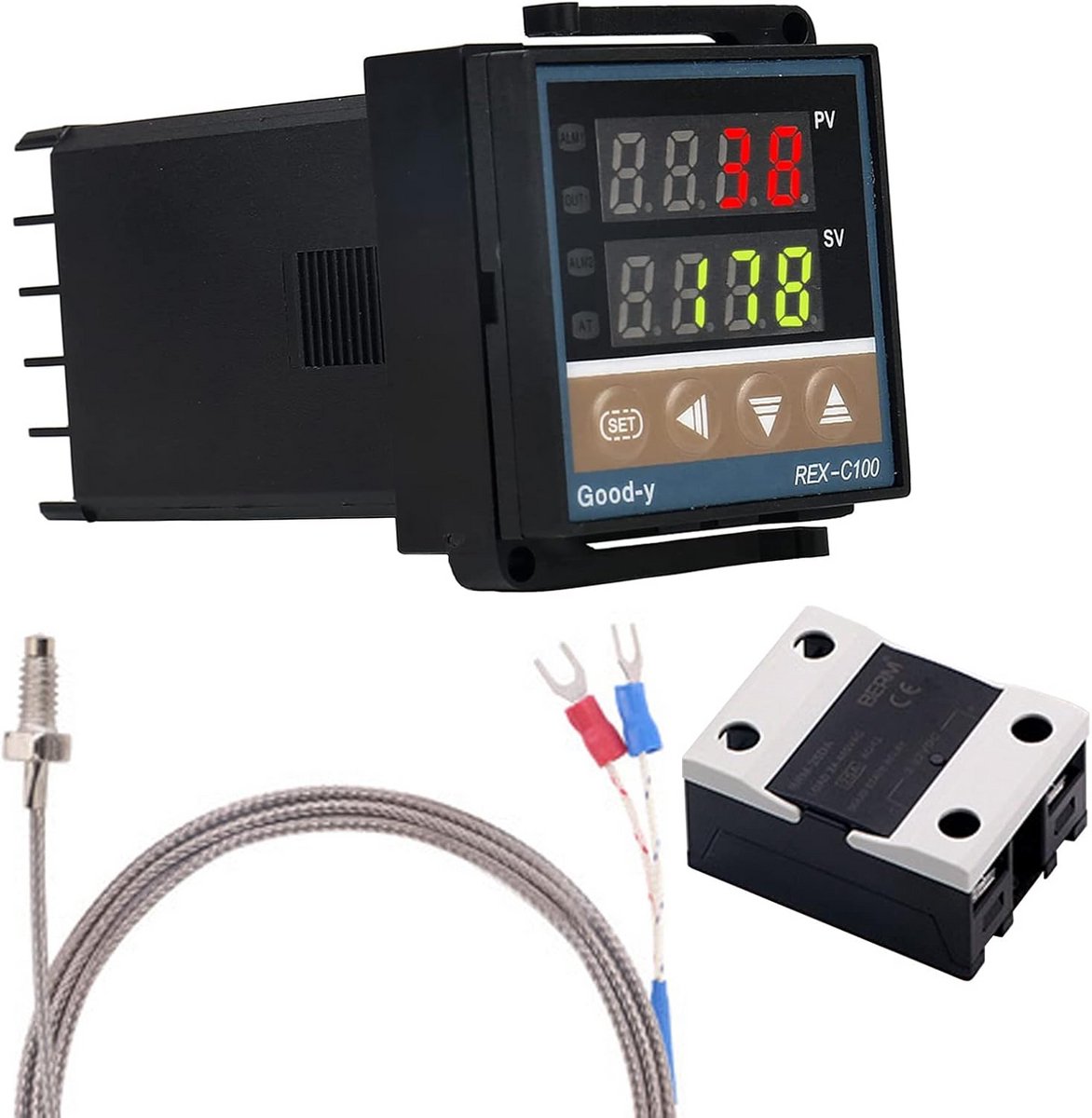 Digitale PID-controller met 25A SSR-relais en K-type thermokoppel voor temperatuurregeling