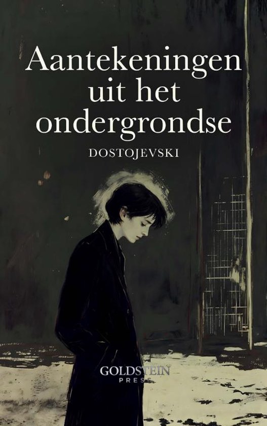 Boek "Aantekeningen uit het ondergrondse" van DOSTOJEVSKI, met een illustratie van een eenzame figuur.