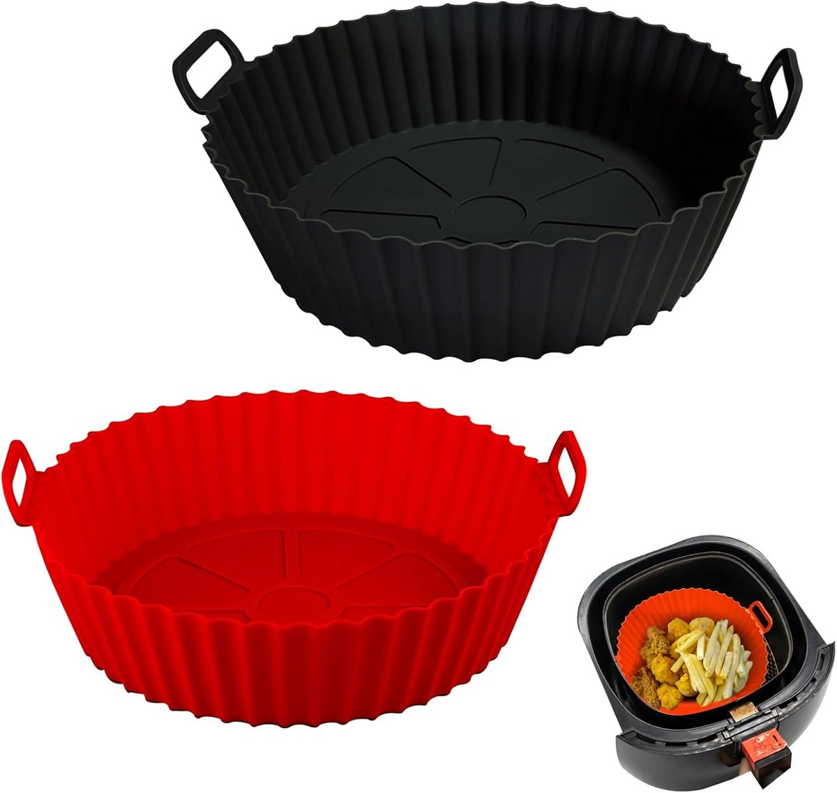 Silicone Pot and Basket for Air Fryer - Reusable Baking Tray for 3 to 5 Qt Ovens