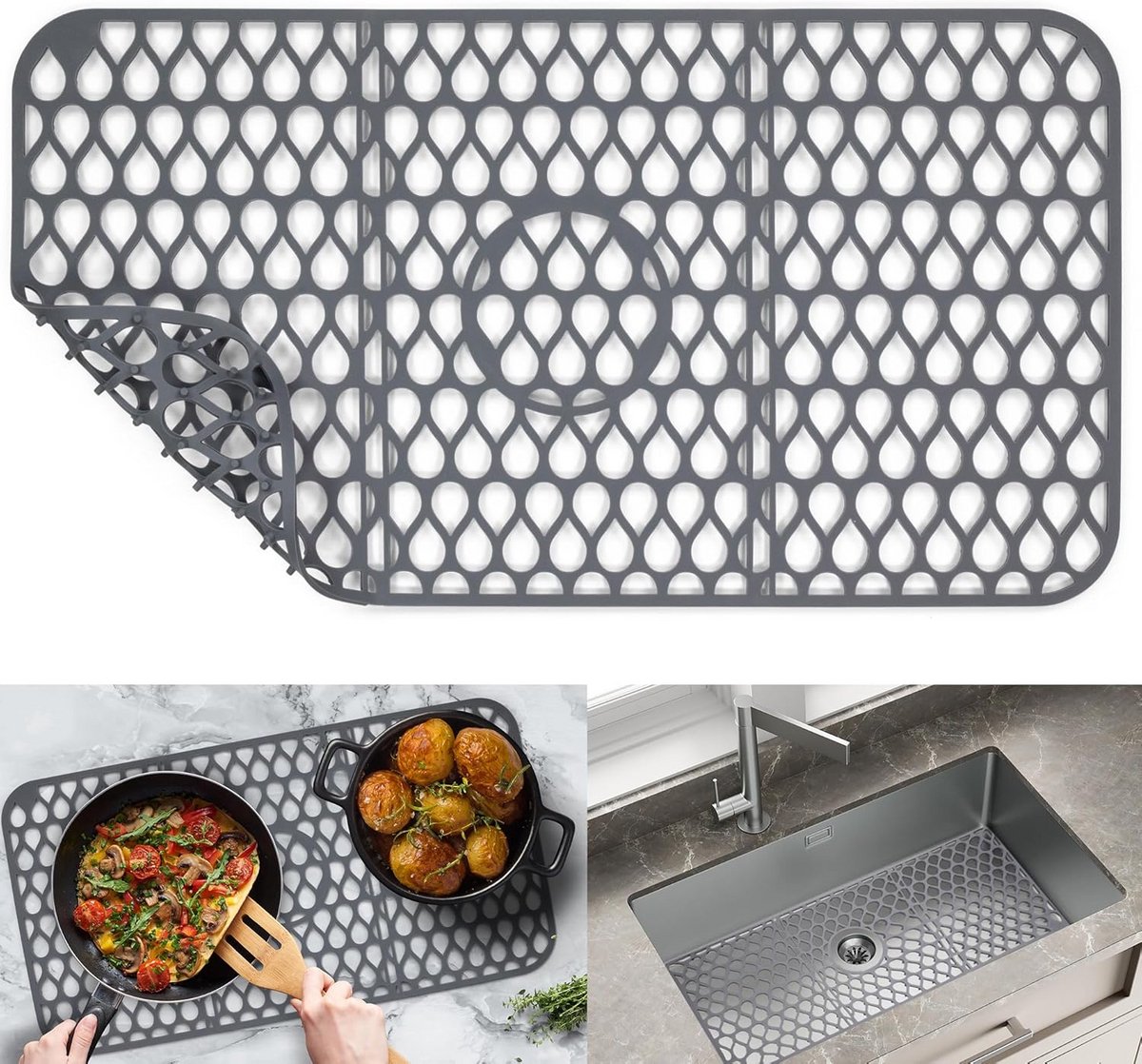 Antislip Siliconen Gootsteenmat - 66 x 35 cm Duurzame Spatbeschermer voor Keuken