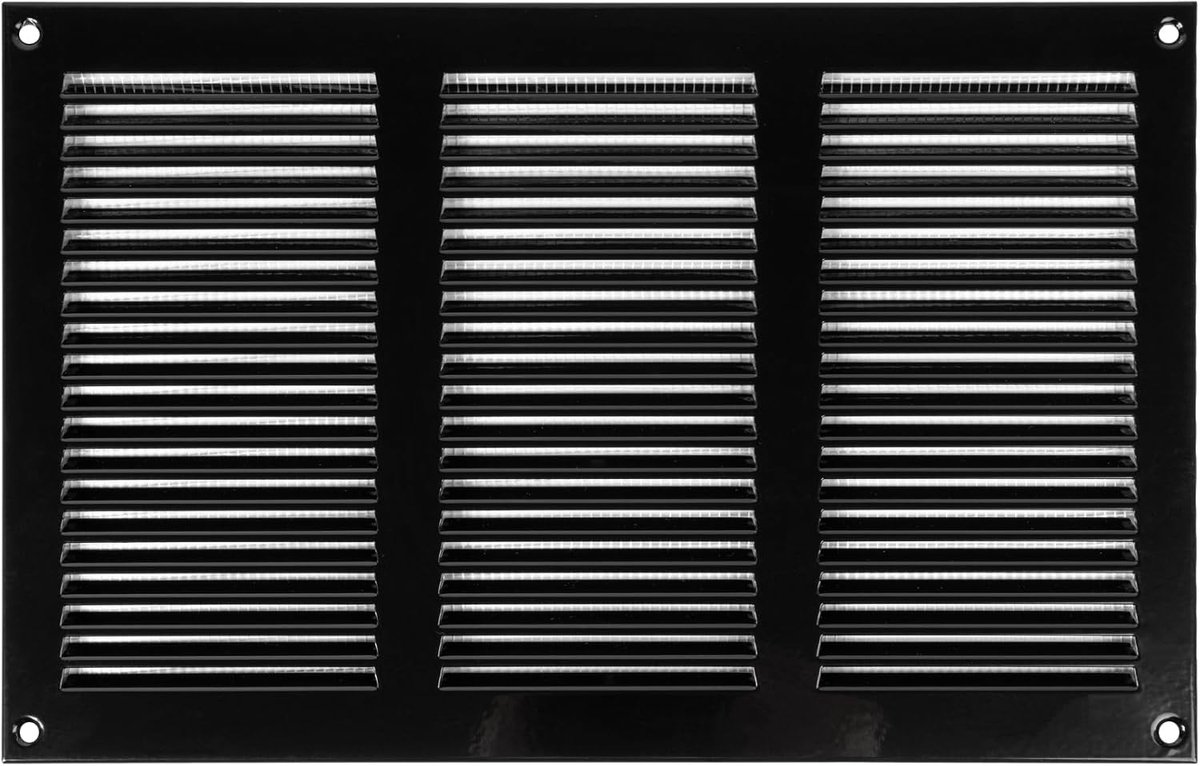 Luchtventildeksel 300 x 200 mm - Zwart Metalen Grill met Ongediertebescherming voor HVAC