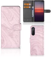 Sony Xperia 5II Bookcase Marble Pink - Origineel Cadeau Vriendin