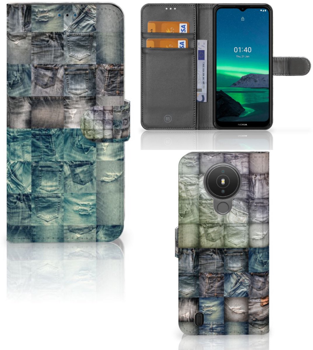 Wallet Case met Pasjes Nokia 1.4 Spijkerbroeken