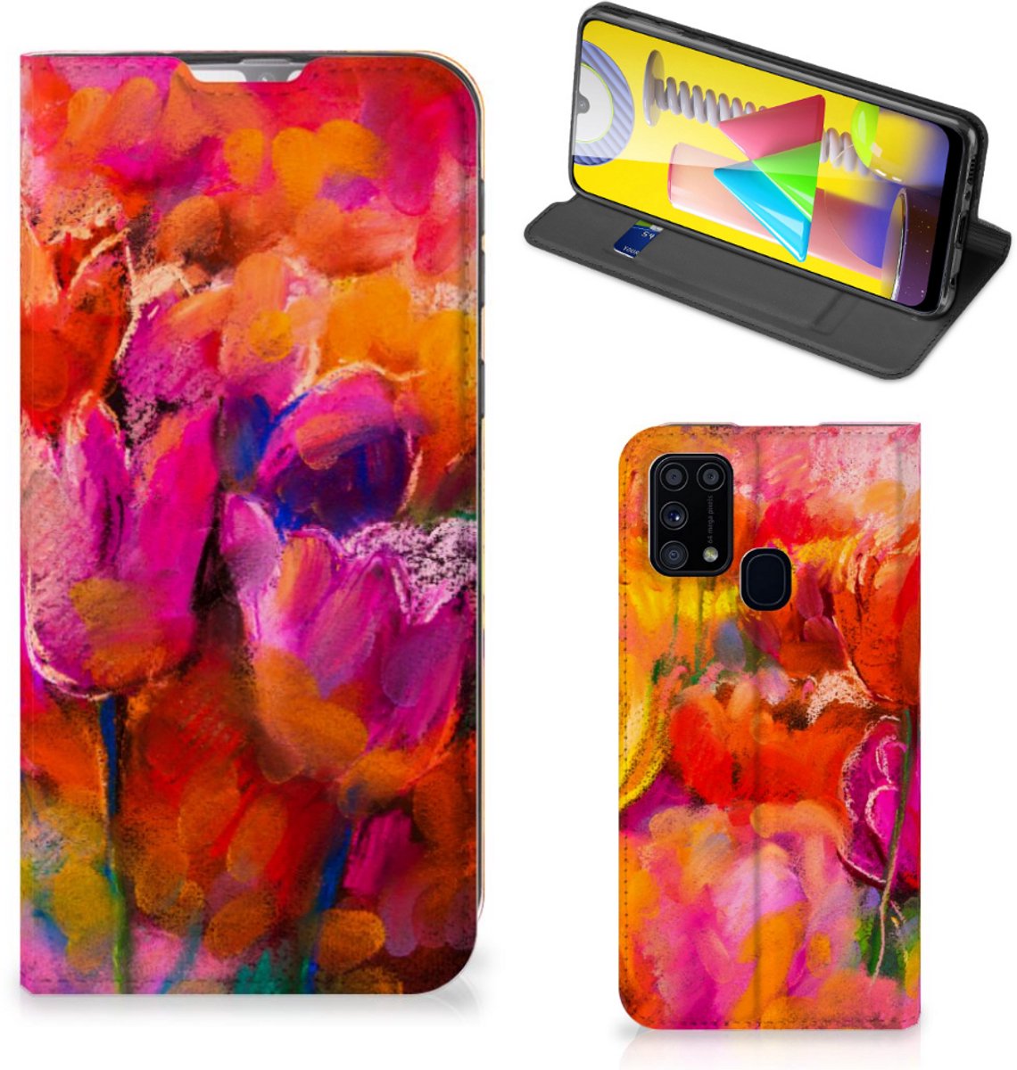 Bookcase Samsung Galaxy M31 Tulips