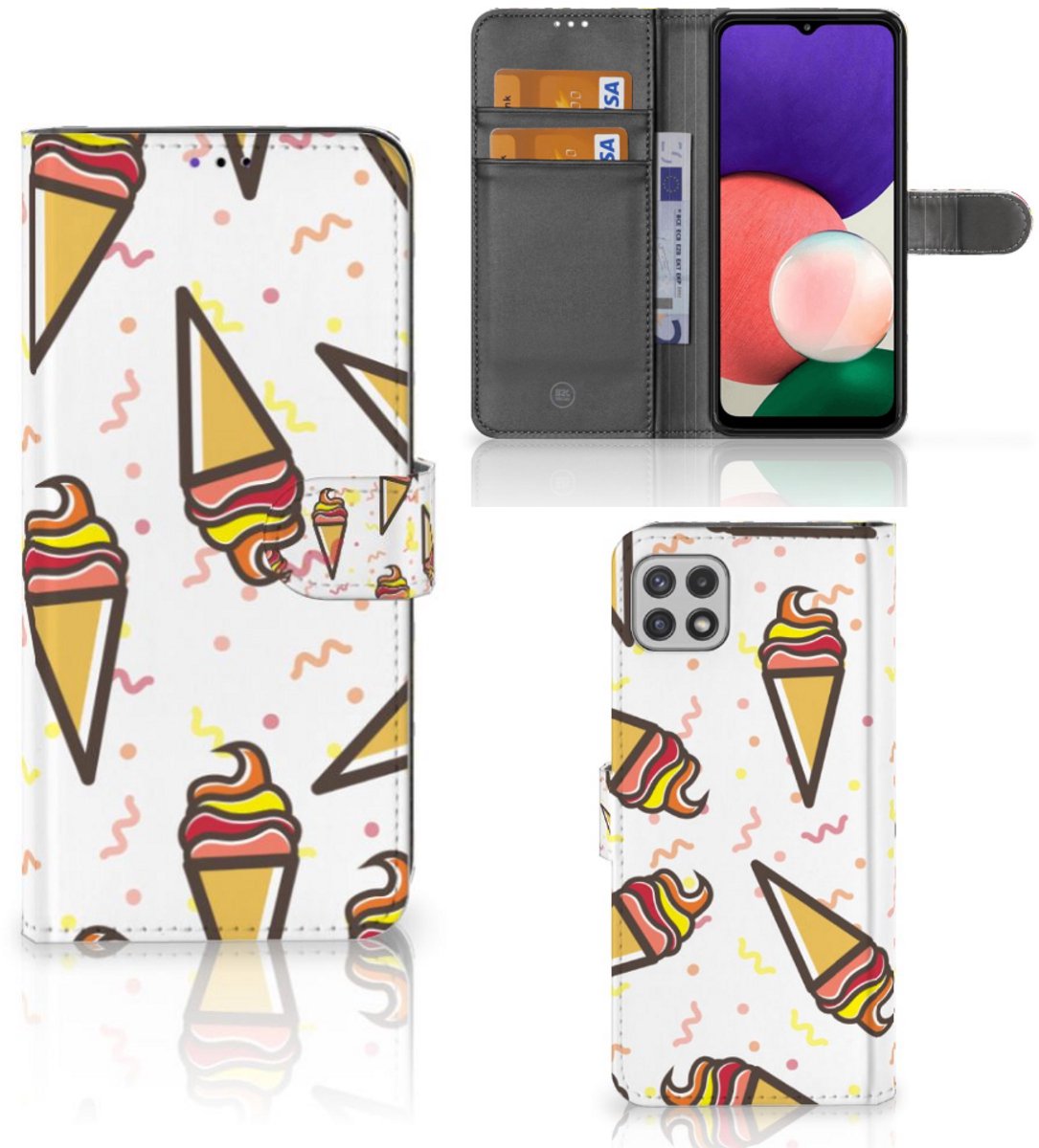 Boekhoesje voor Samsung Galaxy A22 5G Book Cover Icecream