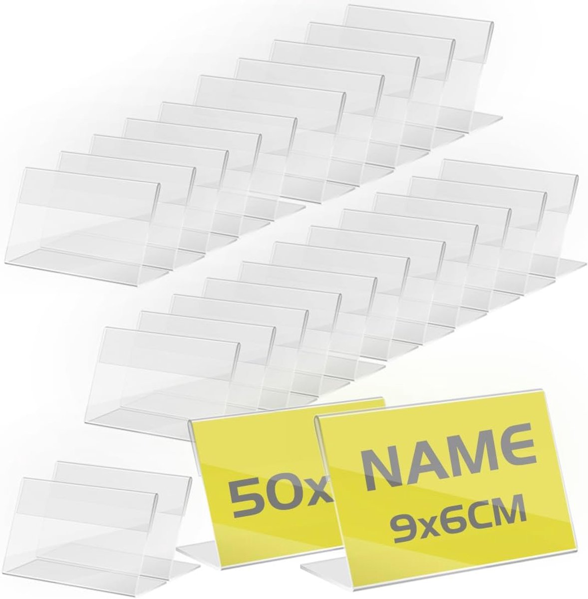 Transparante Acryl Displaystandaard voor Bureaus en Prijskaartjes (50 Stuks, 9x6cm)
