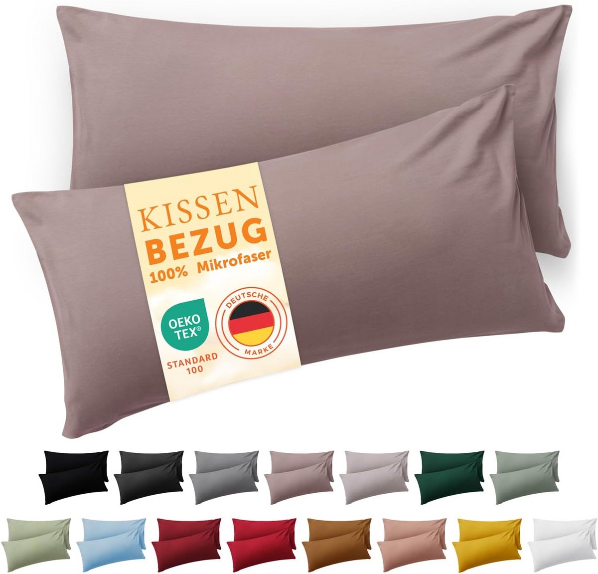 Set van 2 Kussenslopen 50 x 70 - Zachte Microfiber Kussenslopen in Taupe