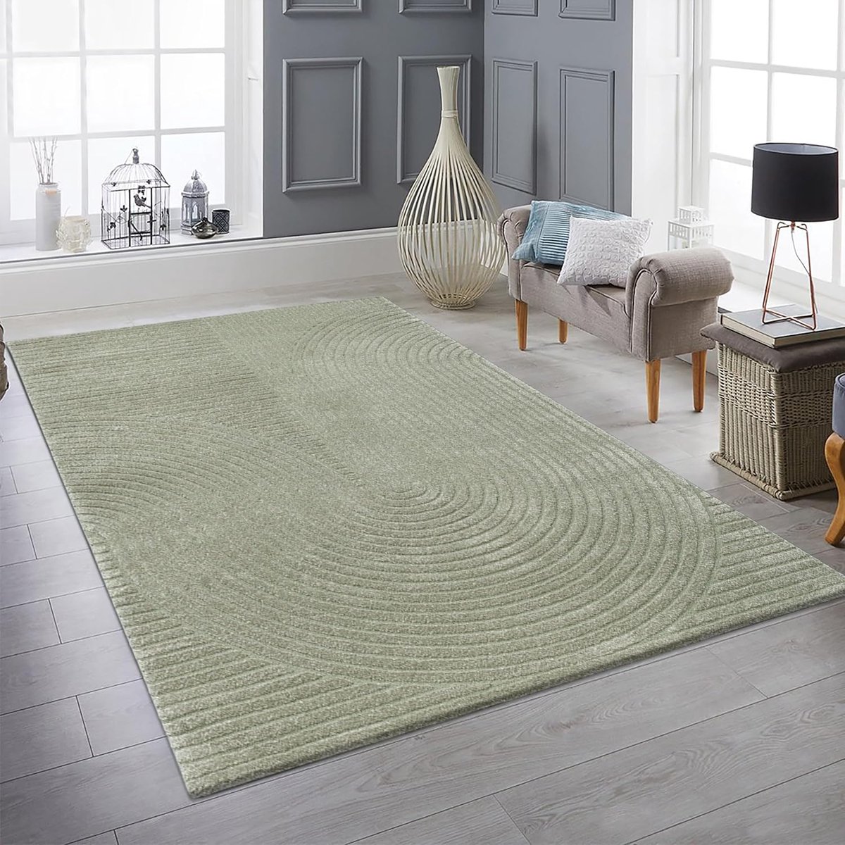 Vloerkleed Geometrisch Modern Groen 160 x 230 cm – Onderhoudsvriendelijk en Geschikt voor 