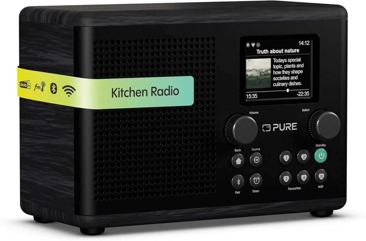 Internetradio met WLAN, DAB+, FM en Bluetooth 5.3 - 10 W luidspreker en 2,4" kleurenscherm - Slaap- en kooktimer - 150 zenders