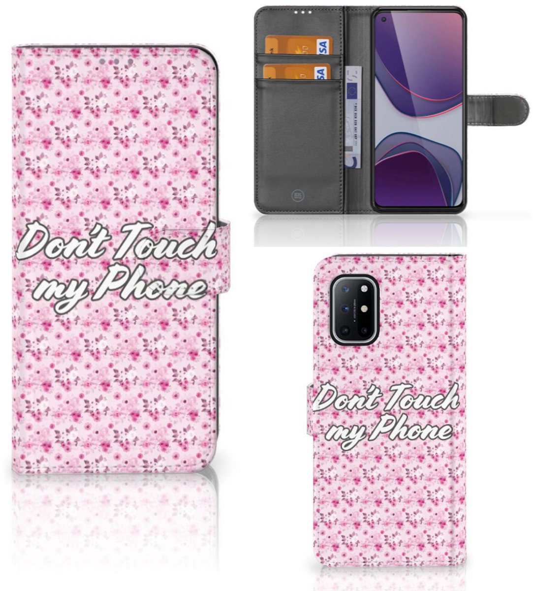 OnePlus 8T Portemonnee Hoesje Flowers Pink DTMP