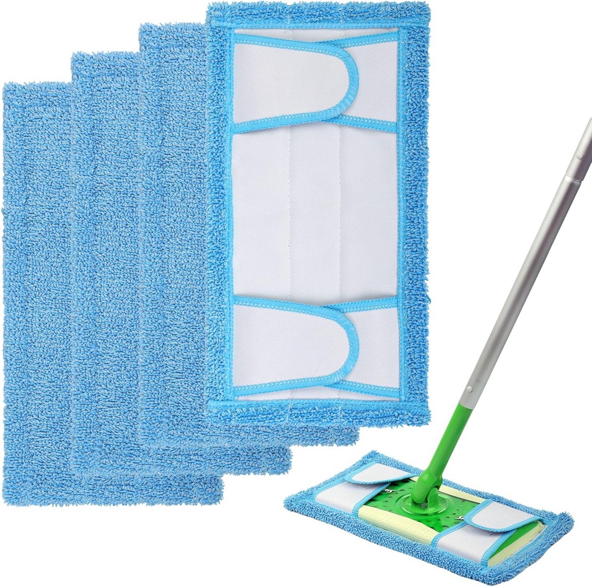 Dweilen voor Harde Vloeren - Herbruikbare Microfiber Mop Pads 12,5" - 4 Stuks