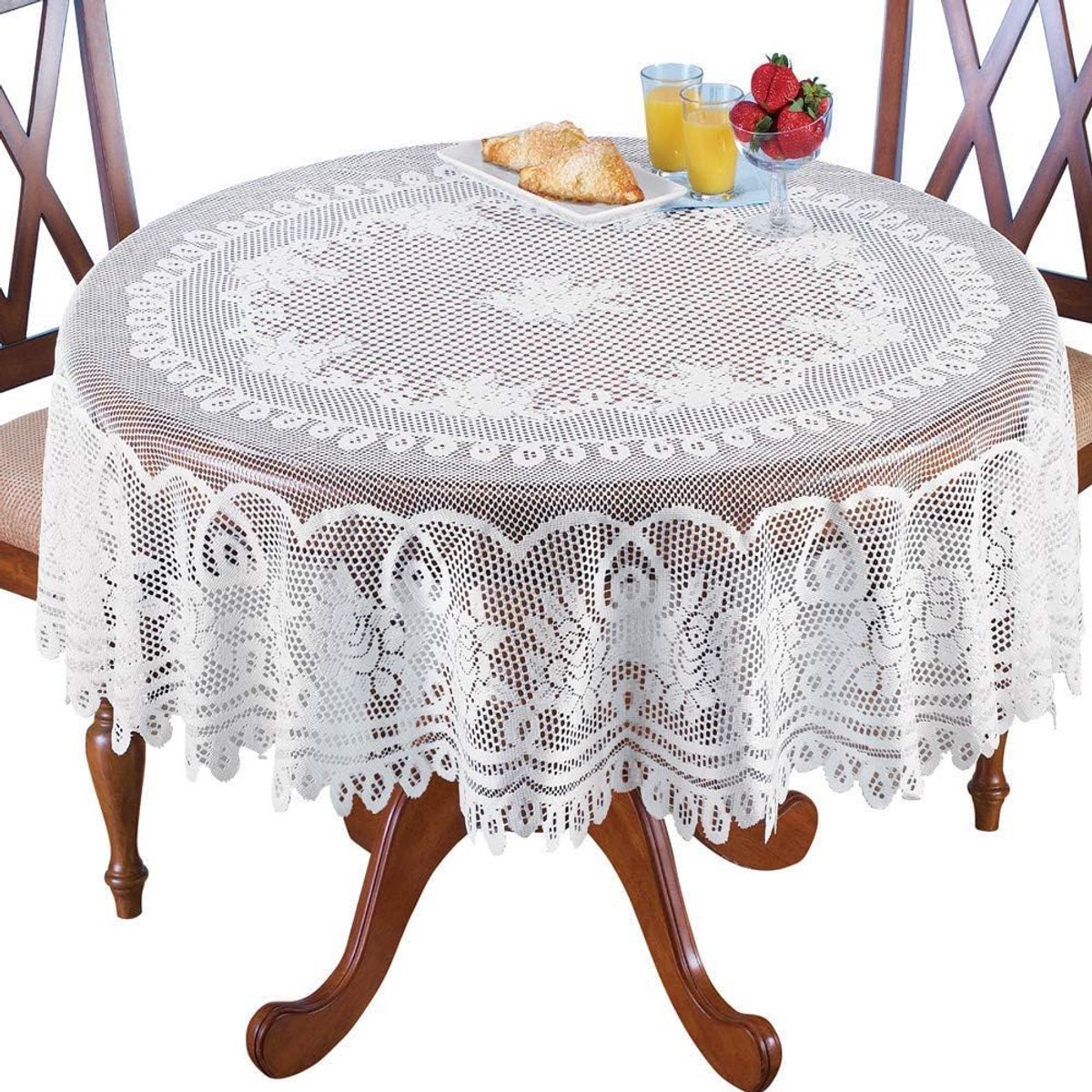 Wit rechthoekig kant bloemen tafelkleed 60" x 90" voor elegant dineren