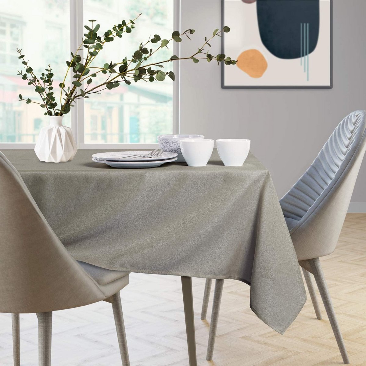Waterafstotend Tafelkleed Linnenlook Cappuccino Vierkant 110x110 cm - Lotuseffect