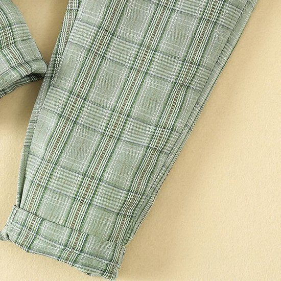 Broek met groene ruitprint, omgeslagen broekspijp