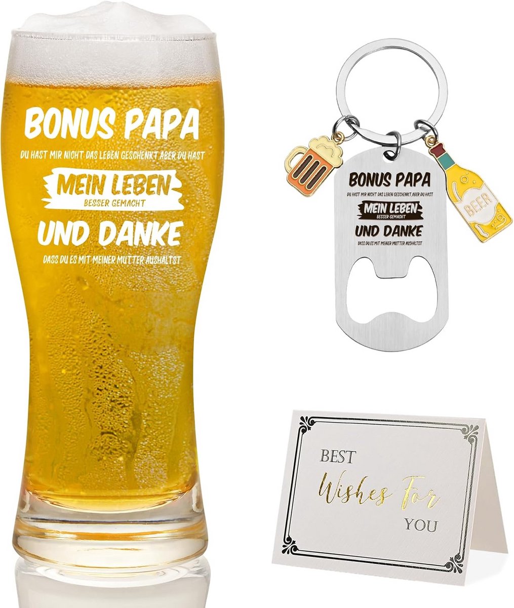 Groot Bierglas Cadeau voor Vaderdag, Verjaardag of Kerst - 460ml Drinkglas