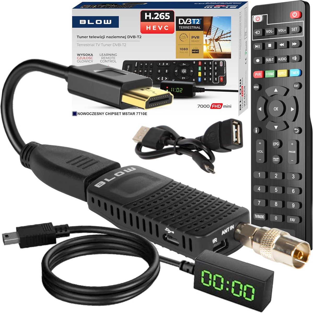 DVB-T2 HD Receiver Mini - H.265 HEVC Decoder voor Digitale Televisie