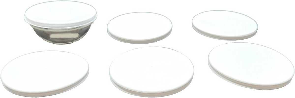 Set van 6 Witte Deksel voor Salade- en Glazen Kommen (Ø 12 cm)