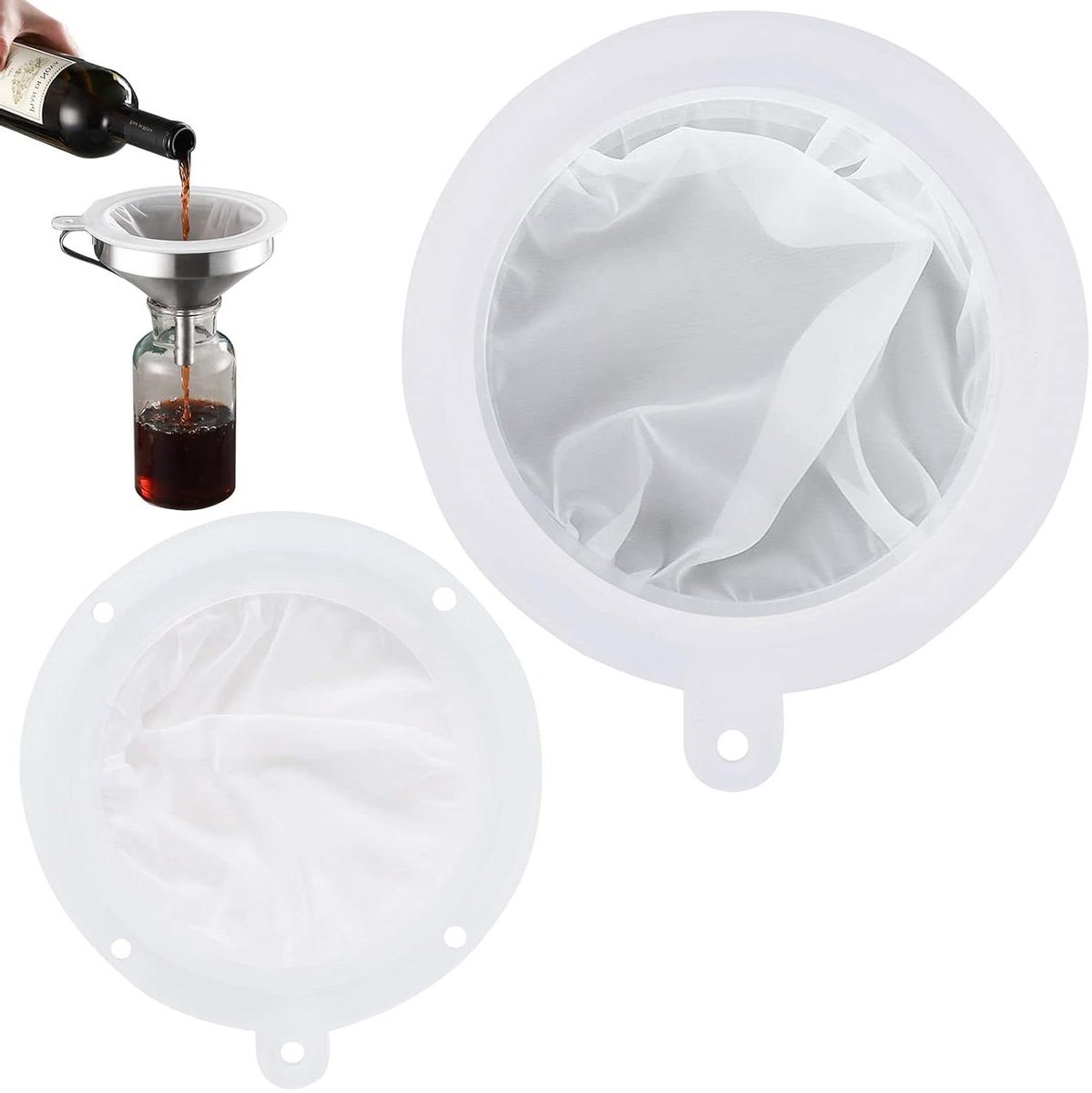 Set van 2 fijne mesh zeeffilters voor keukenfilteren - 14 cm en 16 cm - ideaal voor sap, olie, koffie en meer - 200 mesh en 400 mesh